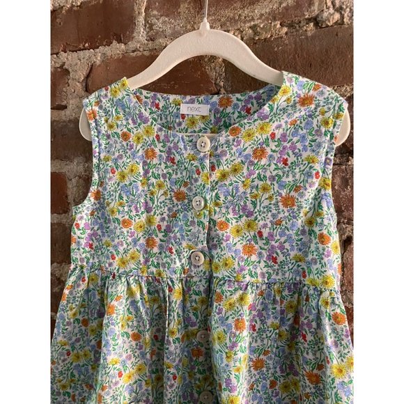Next UK Floral Pinafore Dress Cotton 5/6/7 See measurements - Picture 2 of 12